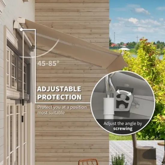 PAGED Retractable Awning Adjustable Patio Awning with UV Resistant Fabric, Aluminum Frame for Deck, Gardens, Yard image {2}