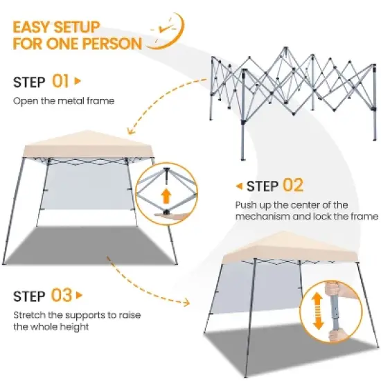 Yaheetech 10x10ft Pop-Up Canopy with Sun Shade Wall Backpack Bag for Camping image {4}