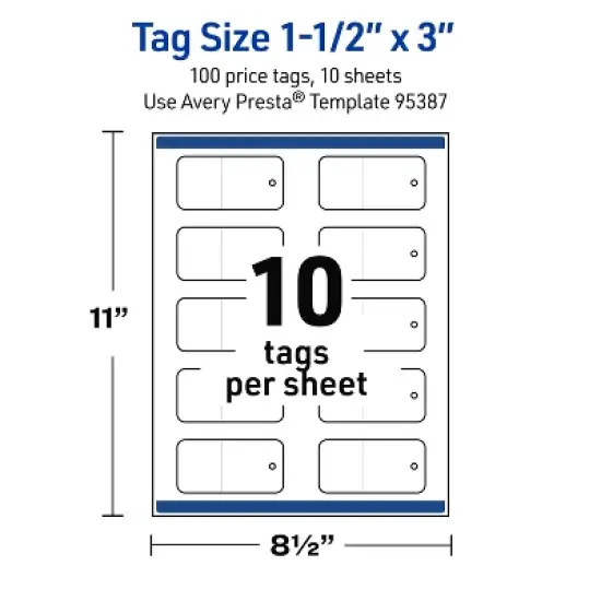 Avery Perforated Price Tags, 1-1/2" x 3", Glossy White, 100 Total image {4}