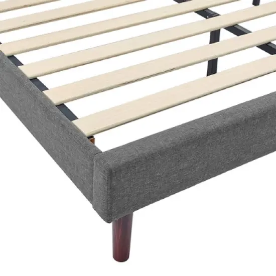 BIKAHOM Upholstered Platform Bed with Button Tufted Headboard, Dark Grey image {4}