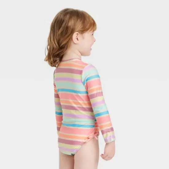 Toddler Girls' One Piece Rash Guard - Cat & Jack&trade; Off-White image {2}