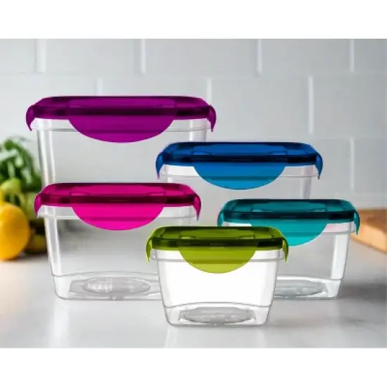 Lexi Home  Jumbo 5-Piece Lock and Seal Square Food Storage Container Set image {4}