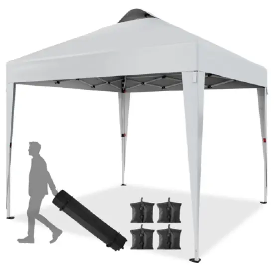 10 x 10 FT Pop Up Canopy Tent, Commercial Portable Canopy with Wheeled Carry Bag, Waterproof Party Tent for Patio, Garden image {9}