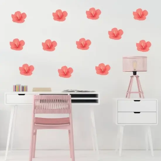 Tropical Flowers (Hibiscus) Wall Decor - Decalcomania image {2}