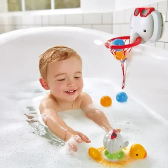 Hape: Elephant Pal Bathtub Basketball Hoop with 4 Floating Soft Balls image {6}