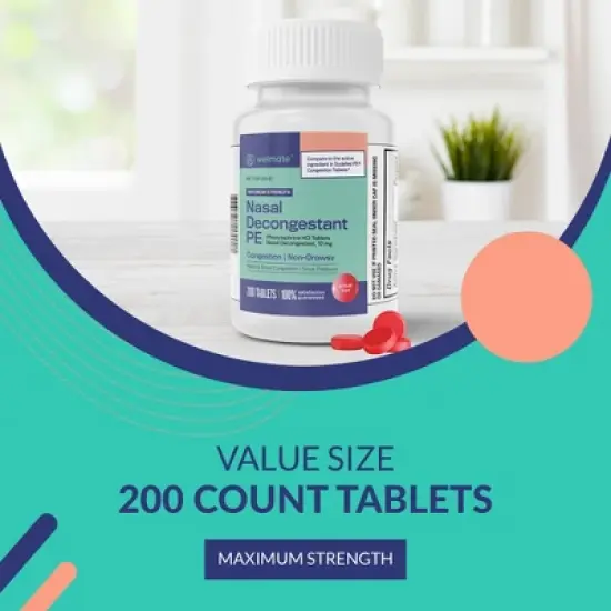 WELMATE PE Nasal Decongestant Tablets - Phenylephrine HCl 10mg 200ct image {6}