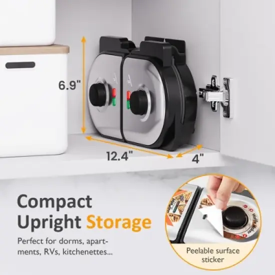 Heynemo Dual Waffle Maker: Heart Waffle & Classic Waffle Iron with 2 Adjustable Temp Knobs, Nonstick Waffle Machine with Indicator Light image {2}