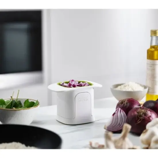 Joseph Joseph ChopCup: Manual Food Chopper with Ergonomic Handle & Stainless Steel Blades, Dishwasher-Safe, White image {8}