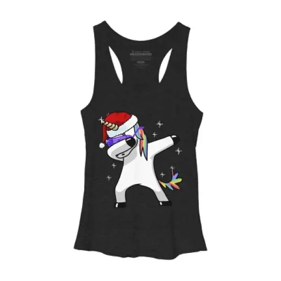 Women's Design By Humans Dabbing Unicorn Shirt Hip Hop Dab Santa Hat Christmas Shirt V By vomaria Racerback Tank Top image {3}