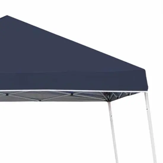 Z-Shade Angled Leg Canopy Tent with Push Button Locking System and 4 Pack of 5 Pound Plastic Concrete Filled Leg Weight Plates, Navy image {4}