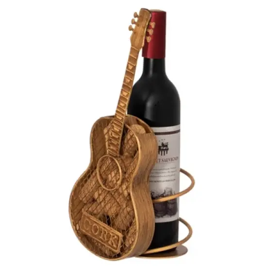Vintiquewise Decorative Metal Guitar Shape Wine Bottle and Cork Holder &ndash; A Unique Home Decor Piece and Countertop Accessory image {7}