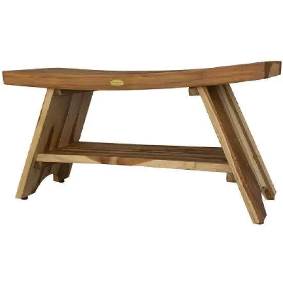 EcoDecors&reg; Serenity&reg; 35" Teak Wood Shower Bench with Shelf in EarthyTeak Finish image {5}