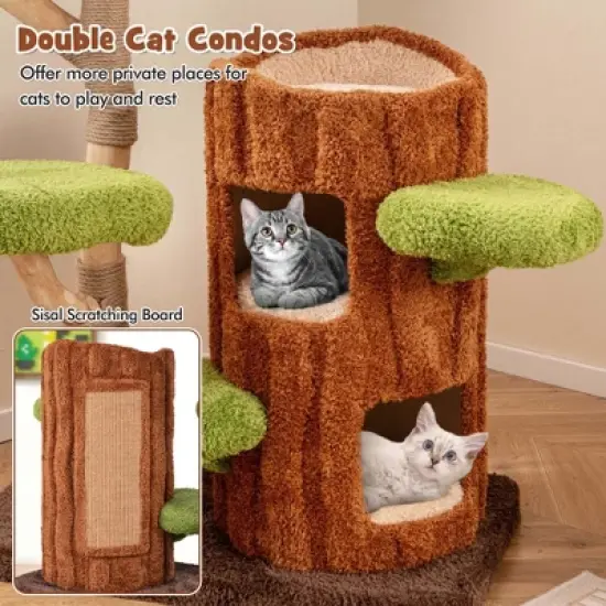 Costway Multi-level Cat Tree with Double Decker Cat House Scratching Posts & Sisal Panel image {5}