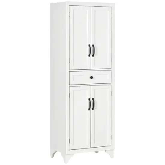 Gulches Classic 67" Tall Freestanding Kitchen Pantry Cabinet - 4-Door with Drawer & Adjustable Shelves, White 23.5"W x15"D x67"H image {1}