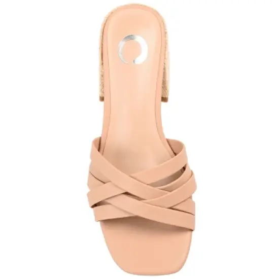 Journee Collection Womens Moree Open Square Toe Block Heel Sandals Tan 8.5 image {3}