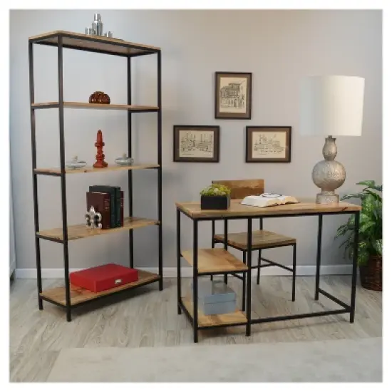 72" Flynn Tall Bookcase Natural/Black - Carolina Chair and Table image {3}
