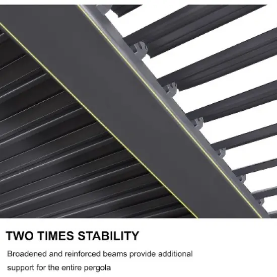 PURPLE LEAF Outdoor Louvered Pergola with Adjustable Metal Roof for Patio Pergola image {4}