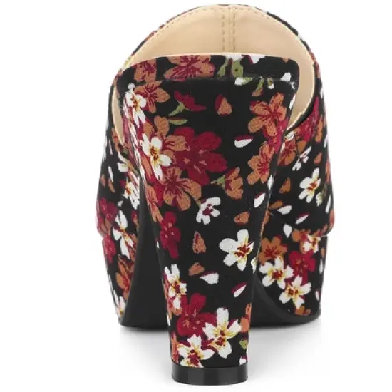 Perphy Women's Platform Floral Chunky Heel Slides Sandals image {2}