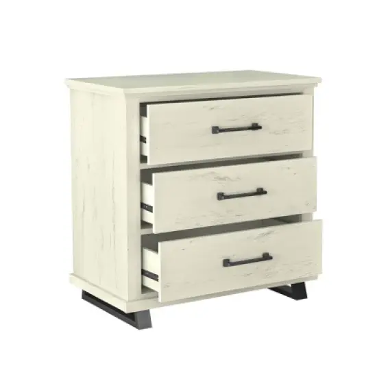 Festivo 2pc Contemporary 3 Drawer Nightstand Side Table Set Saw Cut Off-White image {7}