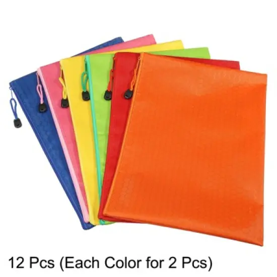 Unique Bargains Waterproof Cloth Zipper Home Office Travel File Bags 12 Pcs image {2}