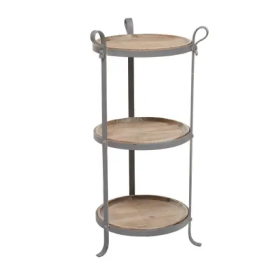 Industrial Metal Round Tiered Table Gray - Olivia & May image {9}
