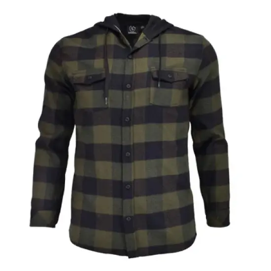 Burnside Men's Yarn Dyed Mid Weight Flannel Hoodie Shirt Jacket image {3}