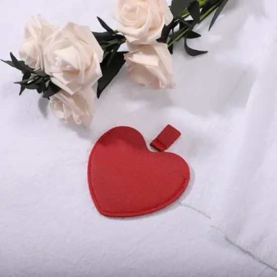 Unique Bargains Stainless Steel Heart Shaped Compact Makeup Mirror and PU Leather Case image {1}