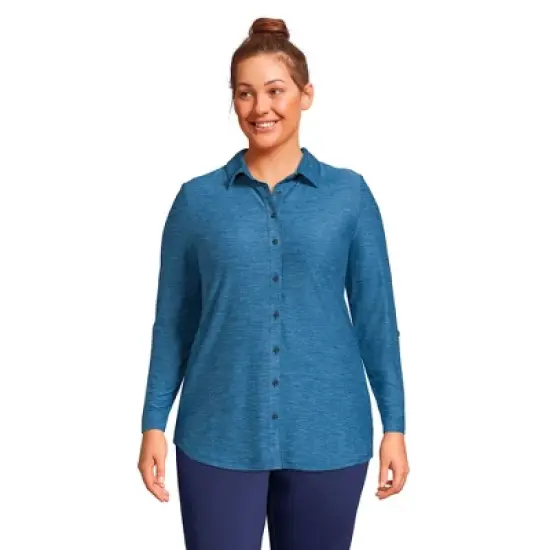 Lands' End Women's Long Sleeve Soft Performance Roll Tab Tunic image {3}