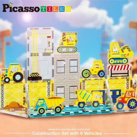 PICASSO-TILES Magnetic Tiles for Kids, Construction STEM Building Blocks Educational Toy image {9}
