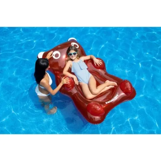 Swimline 60" Inflatable Gummy Bear 1-Person Swimming Pool Float - Transparent Red image {3}