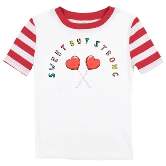Sweet But Strong Youth Girls Red & White Striped Short Sleeve Shirt & Sleep Pants Set image {1}