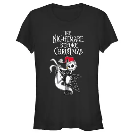 Junior's The Nightmare Before Christmas Jack Skellington Santa Hat Logo T-Shirt image {3}