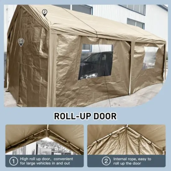 Hrinhom 111"H Heavy Duty Portable Carport with Window,Outdoor Storage Shelter image {9}