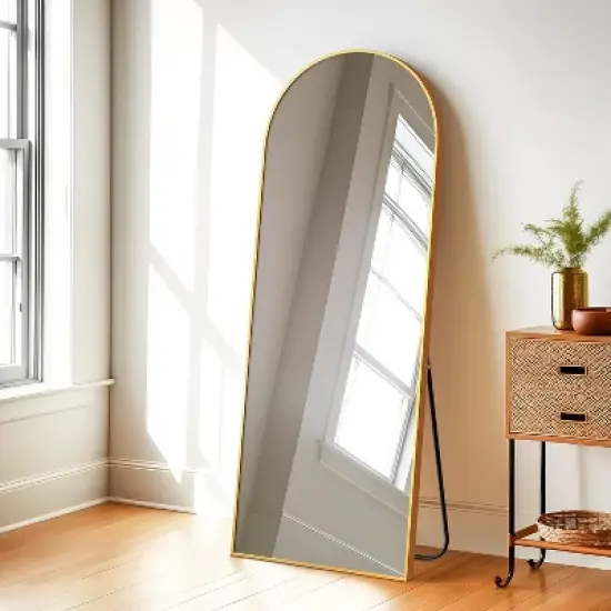 Serio 65" Height x 22" Width Oversize Arch-Crowned Top Full Length Floor Mirror with Stand-The Pop Home image {3}