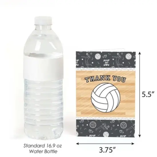 Big Dot of Happiness Bump, Set, Spike - Volleyball - Baby Shower or Birthday Party Thank You Cards (8 count) image {2}