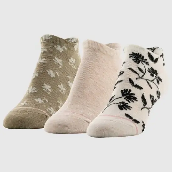 Goldtoe Signature Collection Women's 3pk Fresh Care Inked Floral Liner Socks - Off White/Oatmeal Heather/Khaki 6-9 image {4}