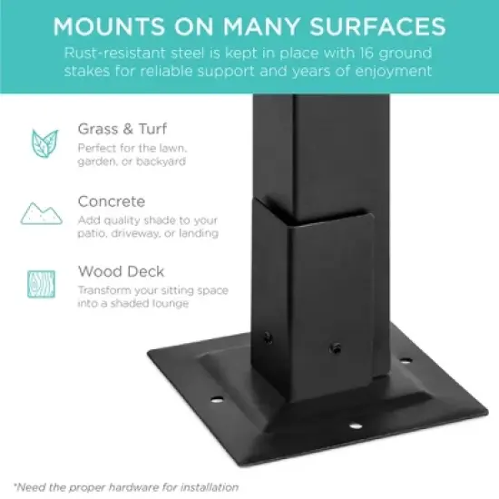 Best Choice Products 10x10ft Weather-Resistant Pergola, Patio Shelter w/ Retractable Sun Shade Canopy, Steel Frame image {5}