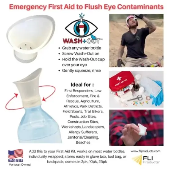 Wash+Out Eye Rinse Cup: Screws Onto a Water Bottle, Comfortable and Easy-to-Use First Aid Eye Care Solution image {5}