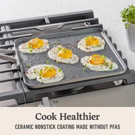 Calphalon Premier Ceramic Mushroom Square Griddle: Nonstick Anodized Aluminum, Oven & Dishwasher Safe, 10-Year Warranty image {3}