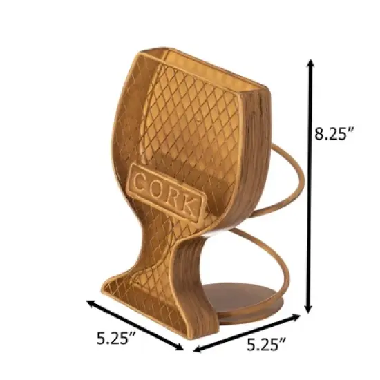 Vintiquewise Decorative Metal Goblet Shape Wine Bottle and Cork Holder A Unique Home Decor Piece and Countertop Accessory image {3}