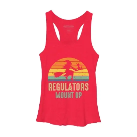 Women's Design By Humans Regulators Mount Up Halloween Witch By RedBirdLS Racerback Tank Top image {9}