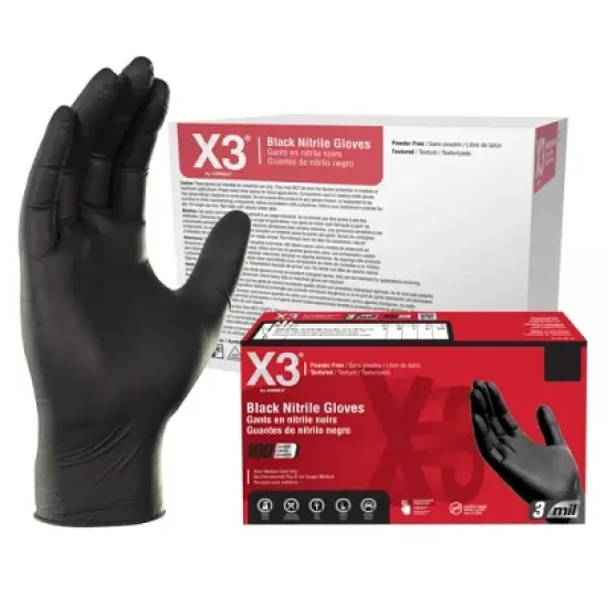 X3 Black Nitrile Gloves - Light Duty, Industrial Grade - Perfect for household and commercial Cleaning, Food Service, and Automotive Detailing image {7}
