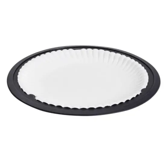 Juvale Set of 20 Reusable Plastic Paper Plate Holders, Snap-In Grooves for 9-Inch Plates, Picnic, Party, BBQ, Black, 10 In image {5}