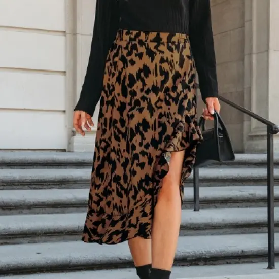 Women's Leopard Print Ruffled High Waist High Low Skirt - Cupshe image {4}
