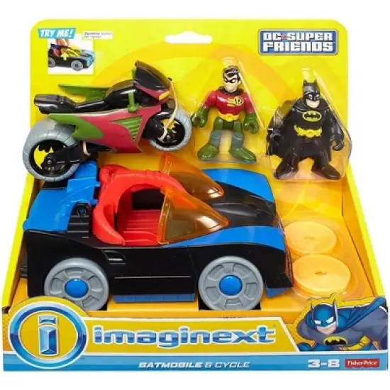 Imaginext DC Super Friends, Batmobile & Cycle, image {1}