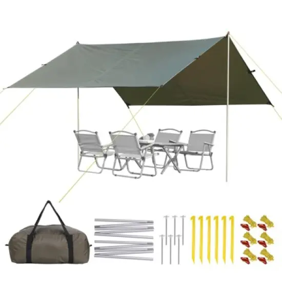Beach Tent, Sun Shelter with Sand Pegs, Stability Poles, Beach Umbrella with Portable Carry Bag image {7}
