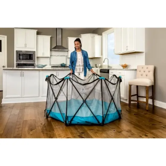 Regalo My Play Deluxe Extra Large Portable Play Yard Indoor and Outdoor Baby Gates - Aqua Blue image {1}