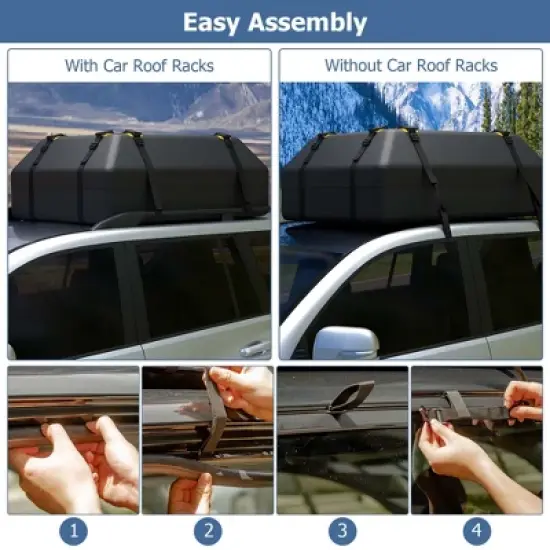 Costway 15 Cu.Ft Car Roof Bag 100% Waterproof Roof Top Luggage Bag for All Vehicles Black/Yellow image {4}