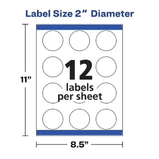 Avery Labels Round Permanent 2" Dia 300/PK Matte White 22877 image {6}