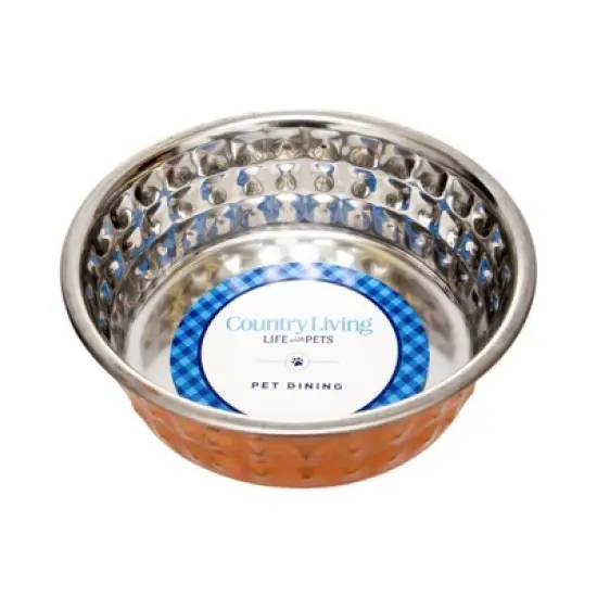 Country Living Set of 2 Hammered Stainless Steel Dog Bowls &ndash; Available in 2 Sizes & 4 Color Options image {10}